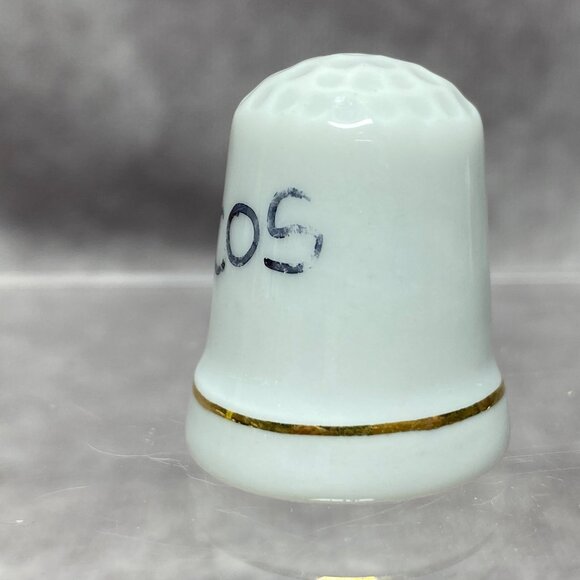 Porcelain Thimble W/ Bird & Floral Design "Arcos" Gold Trim Collectible Sewing - Picture 5 of 9